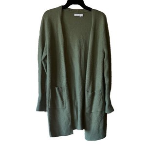serra Olive Green Open Front Cardigan Sweater with pockets